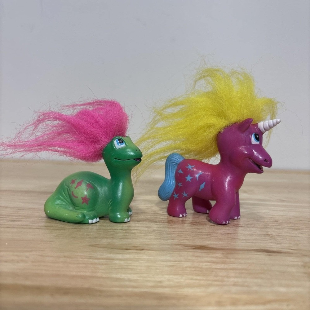 Vintage Land of Trolls Troll O' Saurus Dinosaur And Whimsical Unicorn 1990's